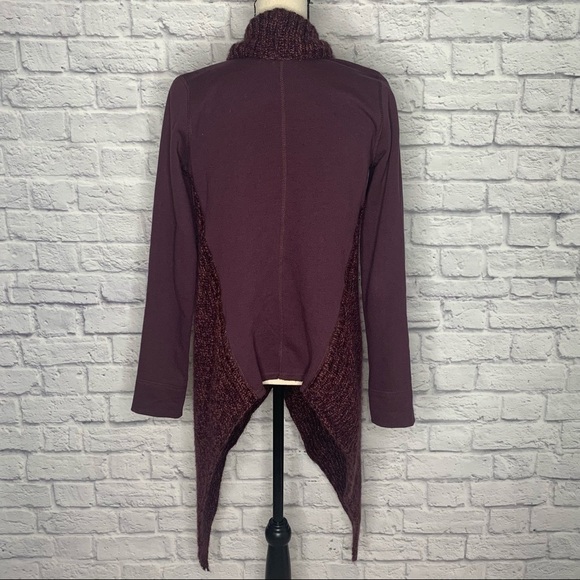 NWOT Prana Demure Eggplant Knit Open Front Draped Cardigan - Picture 7 of 15